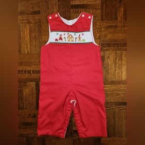 Smocked Christmas Longall Jon Jon Jumpsuit